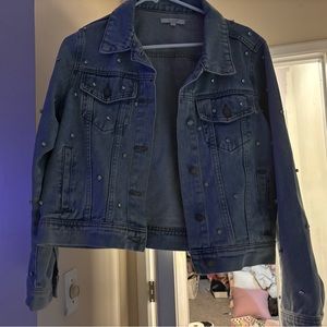 Hand stitched jewel studded denim jacket
